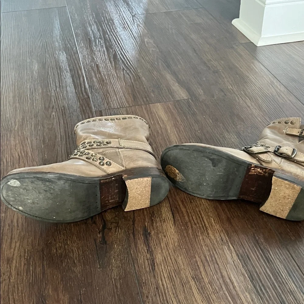 Frye Studded Ankle Boots in Tan - Picture 3 of 4